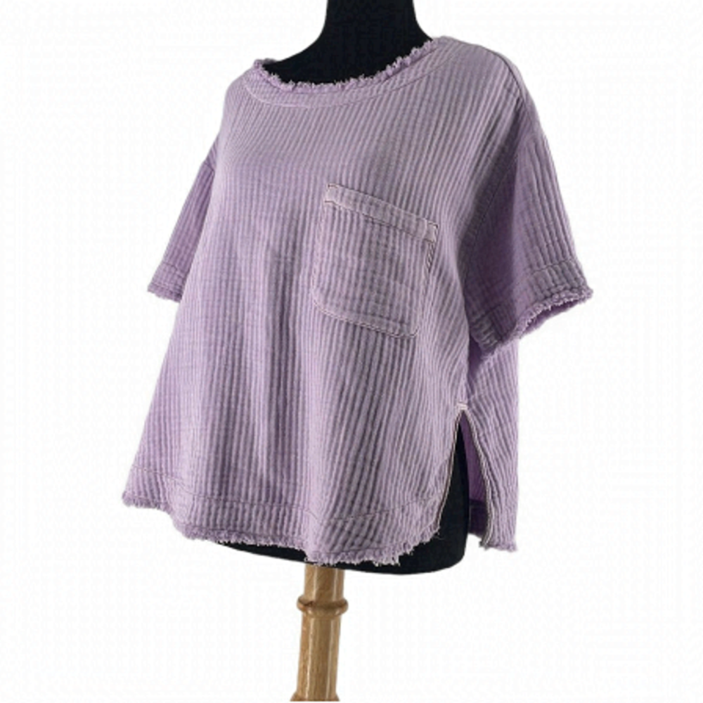 WE the free free people top gauzy boxy Shirt Released Seams Lightweight sz xs